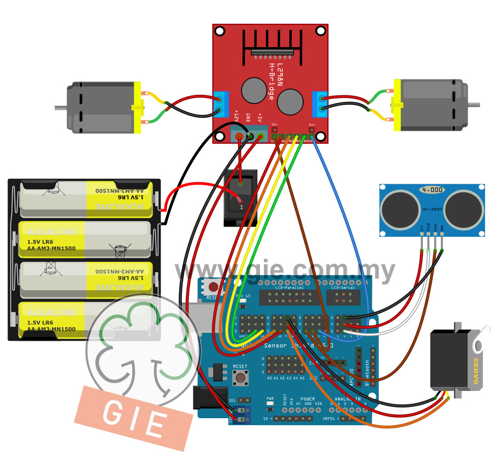 GI Electronic 2WD Smart Robot Car Wiring