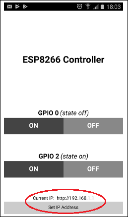 ESP8266 controller app